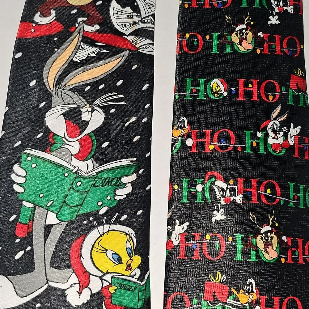 2 Looney Tunes Tasmania Devil Bugs Bunny Christmas Ties